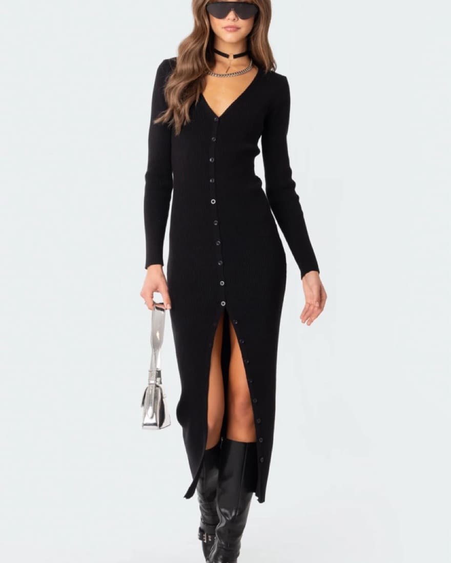 Edikted Jazlyn Long-sleeve Sweater Dress - Image 1