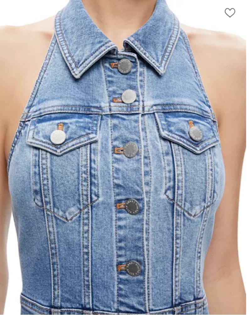Alice + Olivia Kendall Denim Halter Mini - Image 3