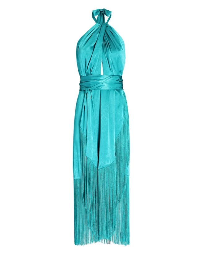 AZULU SUNSET FRINGE BLUE DRESS - Image 2