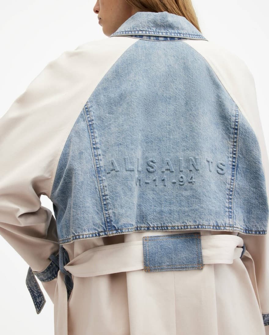 Denim Paneled Trench Coat - Image 6