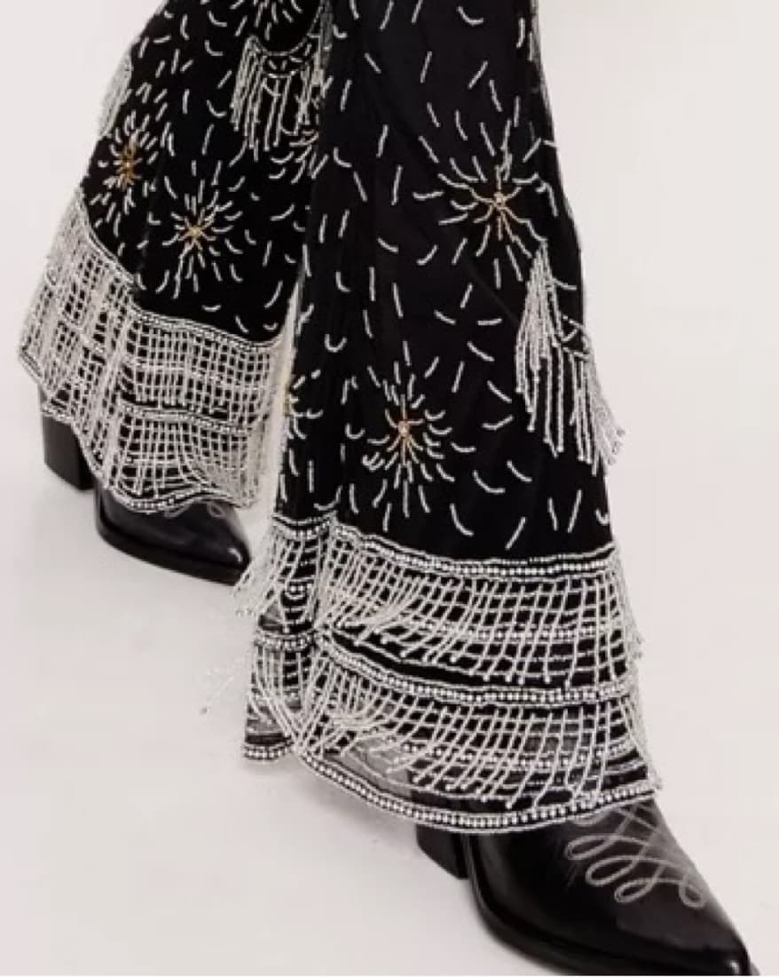 Tassel Beaded Celestial Flare Pants - Image 4
