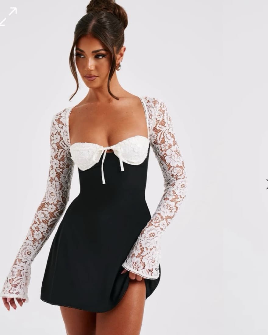 ELEGANT BLACK N WHITE DRESS - Image 2