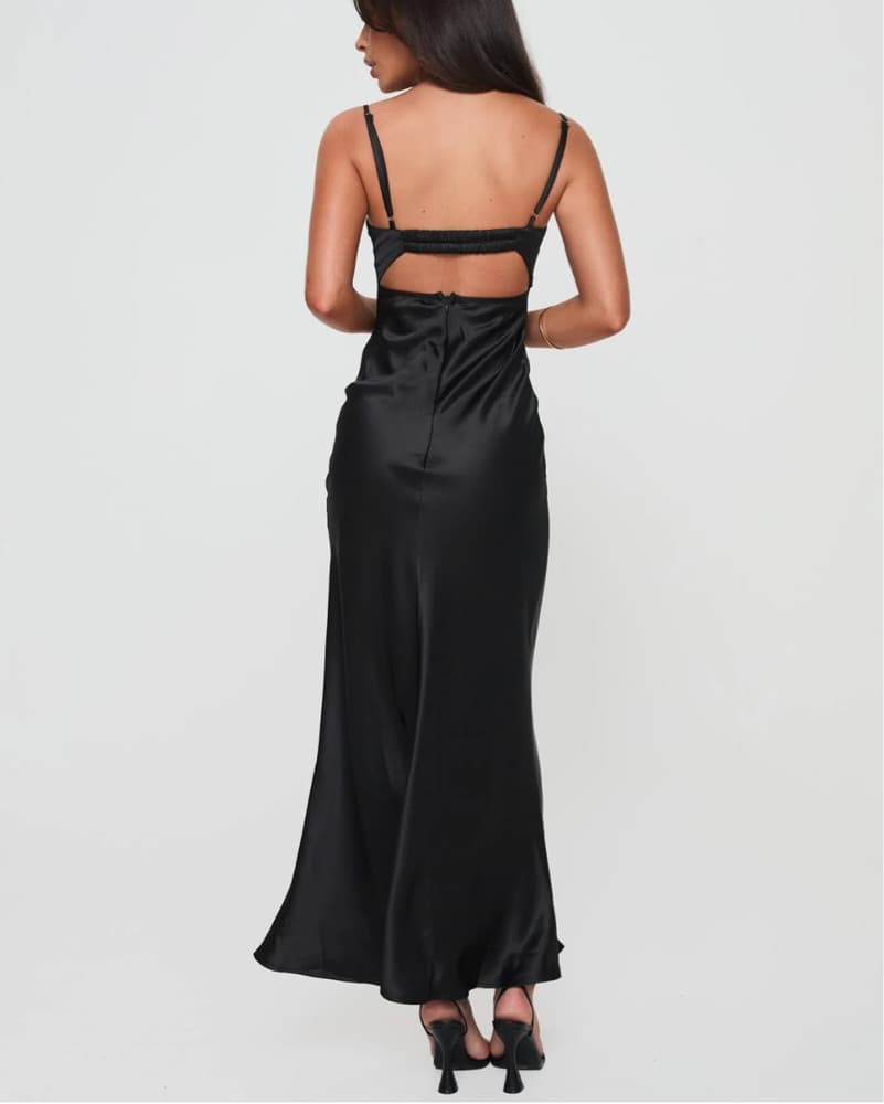 Fayden Bias Cut Maxi Black Dress - Image 3