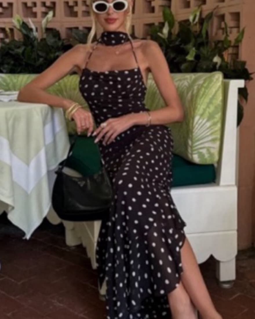 LPA Polka Dot Dress With Scarf - Image 4