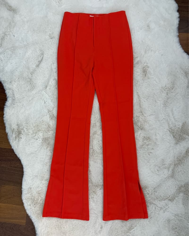 Tangerine Red Flared Trousers - Image 1