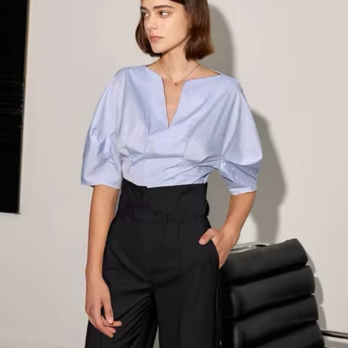 Cropped Baby Blue Blouse - Image 1