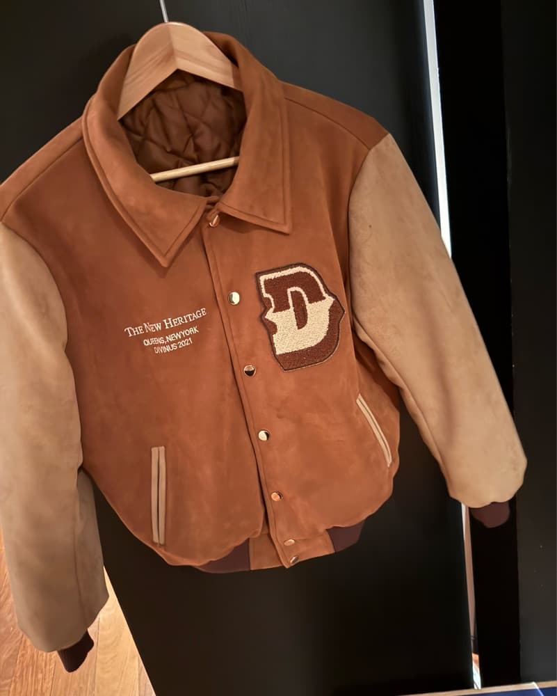 Vintage Inspired Suede Varsity Jacket - Image 2