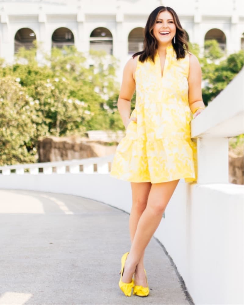 Amanda Uprichard Yellow Jacquard Dress - Image 2