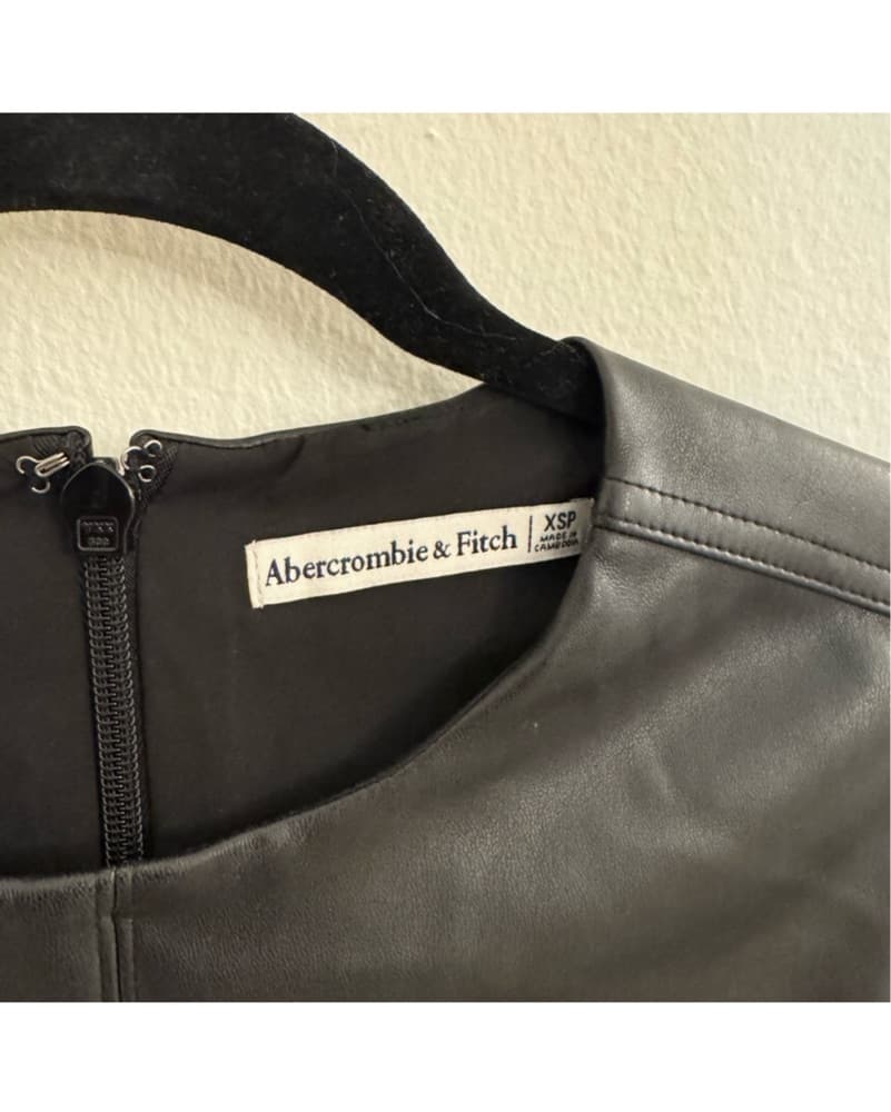 Black Faux Leather Mini Dress in Size XS - Image 4
