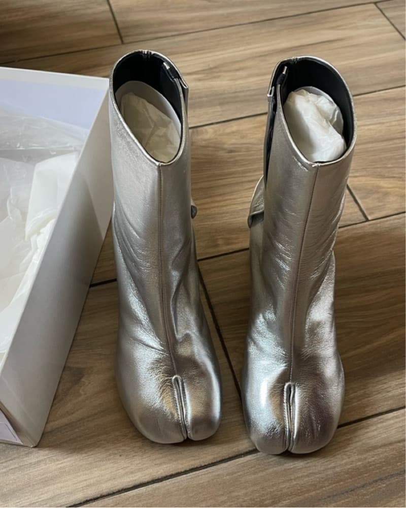 Maison Margiela Silver Tabi Boots - Image 1