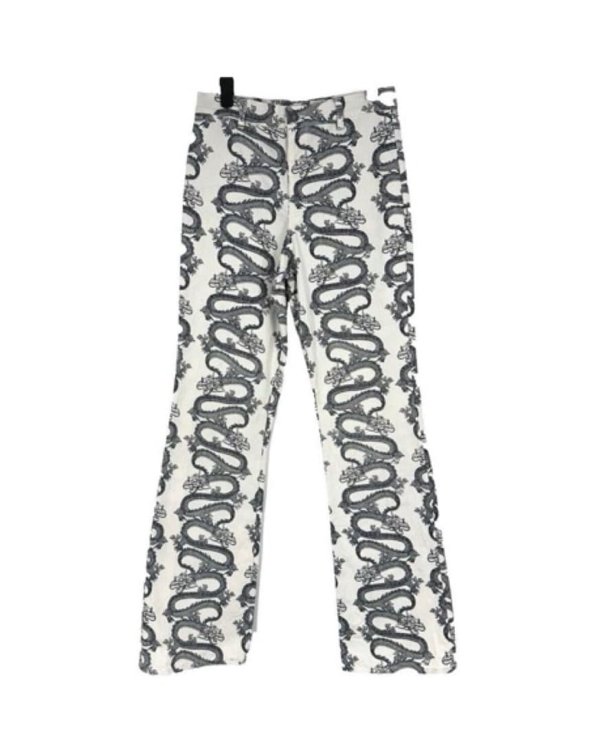 Dragon Print High Rise White Black Jean - Image 2