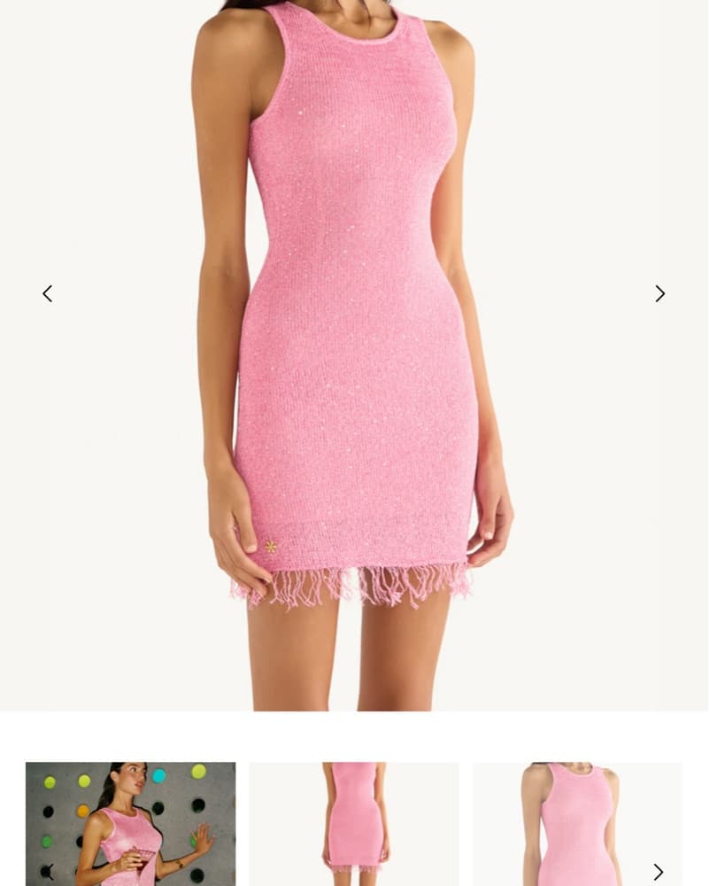 Sparkling Pink Fringe Mini Dress - Image 2
