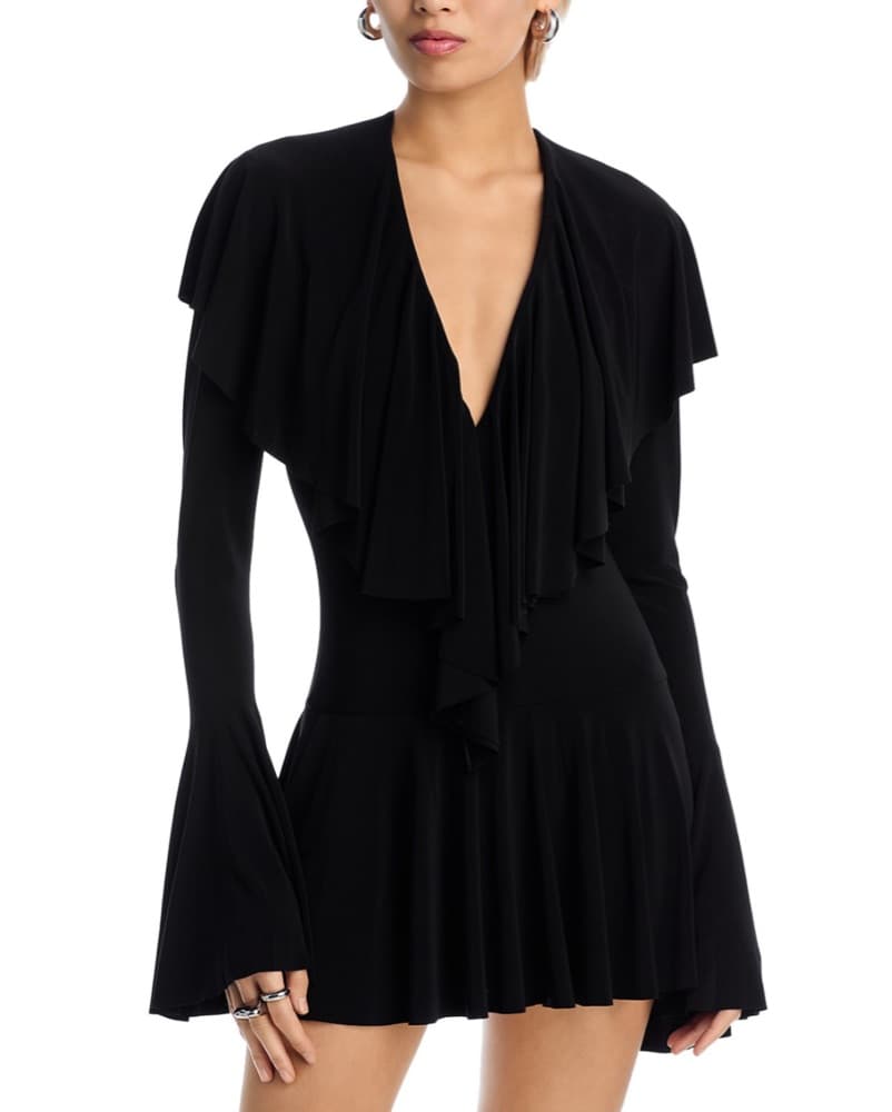 Norma Kamali Long Sleeve Ruffle Mini Dress - Image 2