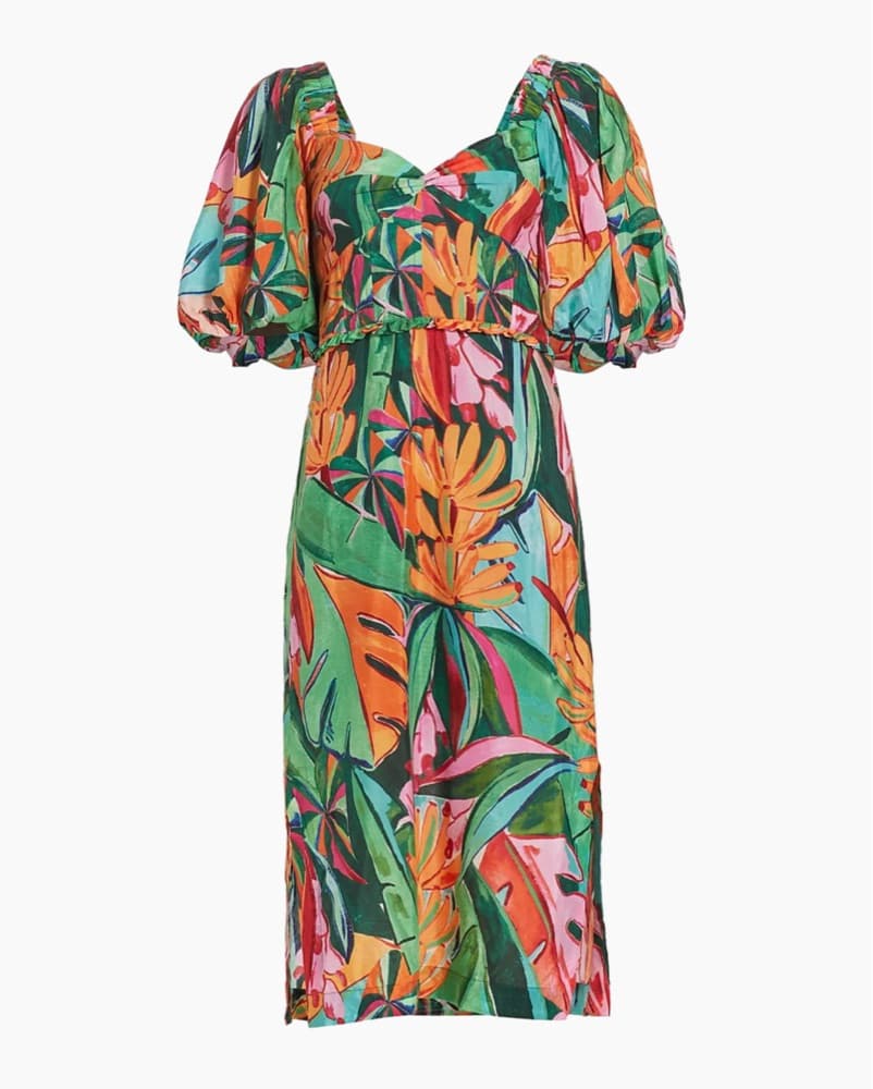 Farm Rio Tropical Puff Sleeve midi Dress - Image 1