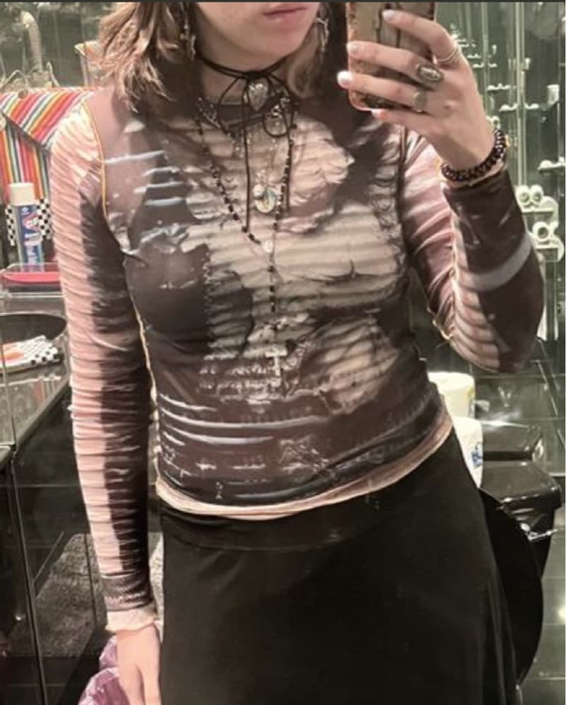 Cop Copine Angel Mesh Print Long Sleeve - Image 3