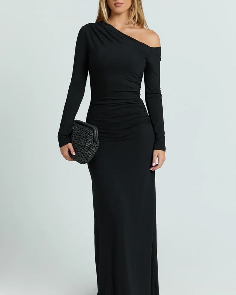 One-Shoulder Black Showpo Dress - Image 1