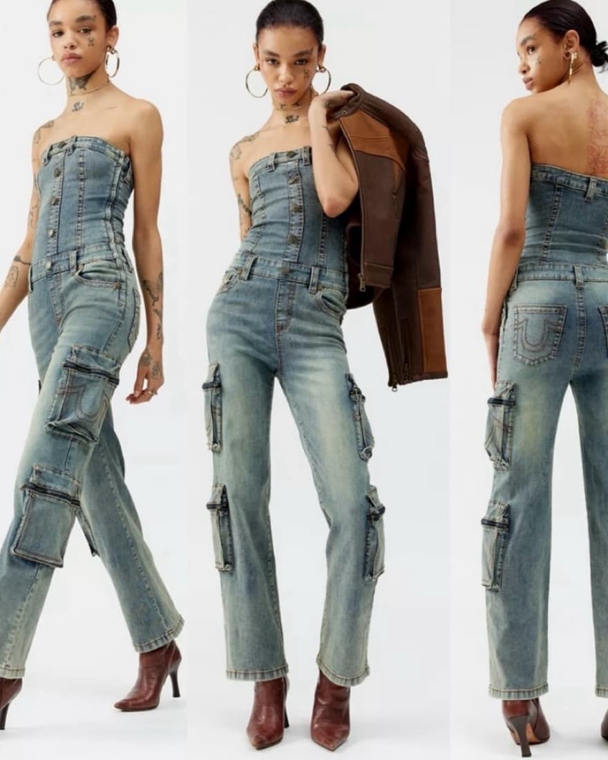 True Religion Cargo Strapless Jumpsuit! - Image 1