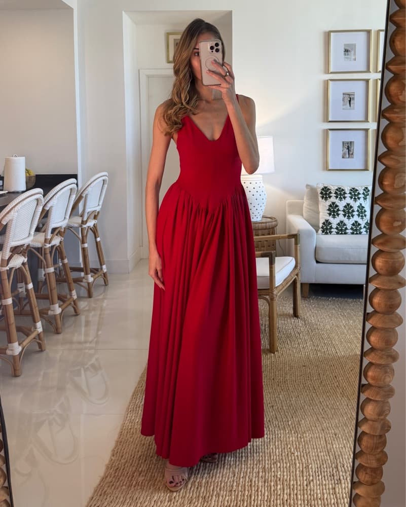 Delfi Isadora Red Dress | Red Wedding Guest Dress, Red Bridesmaid Dress, Red Formal Dress  - Image 1