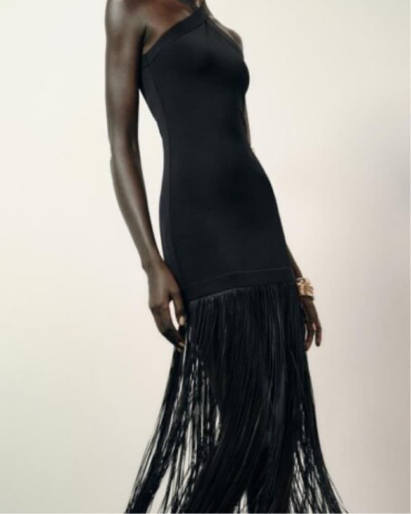Zara Black Fringe Dress - Image 1