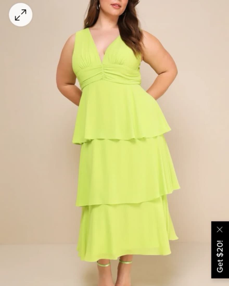 Lulus Lime Green Tiered Midi Dress - Image 2