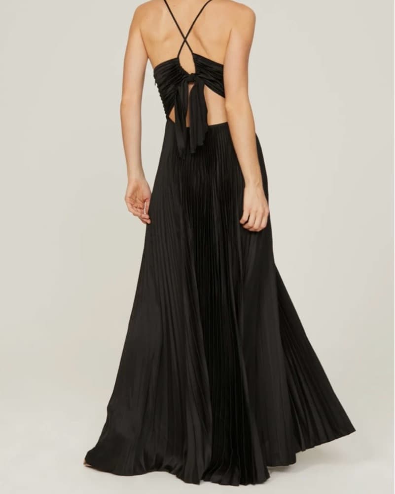 A.L.C. Aries Black Pleated Satin Dress - Image 2