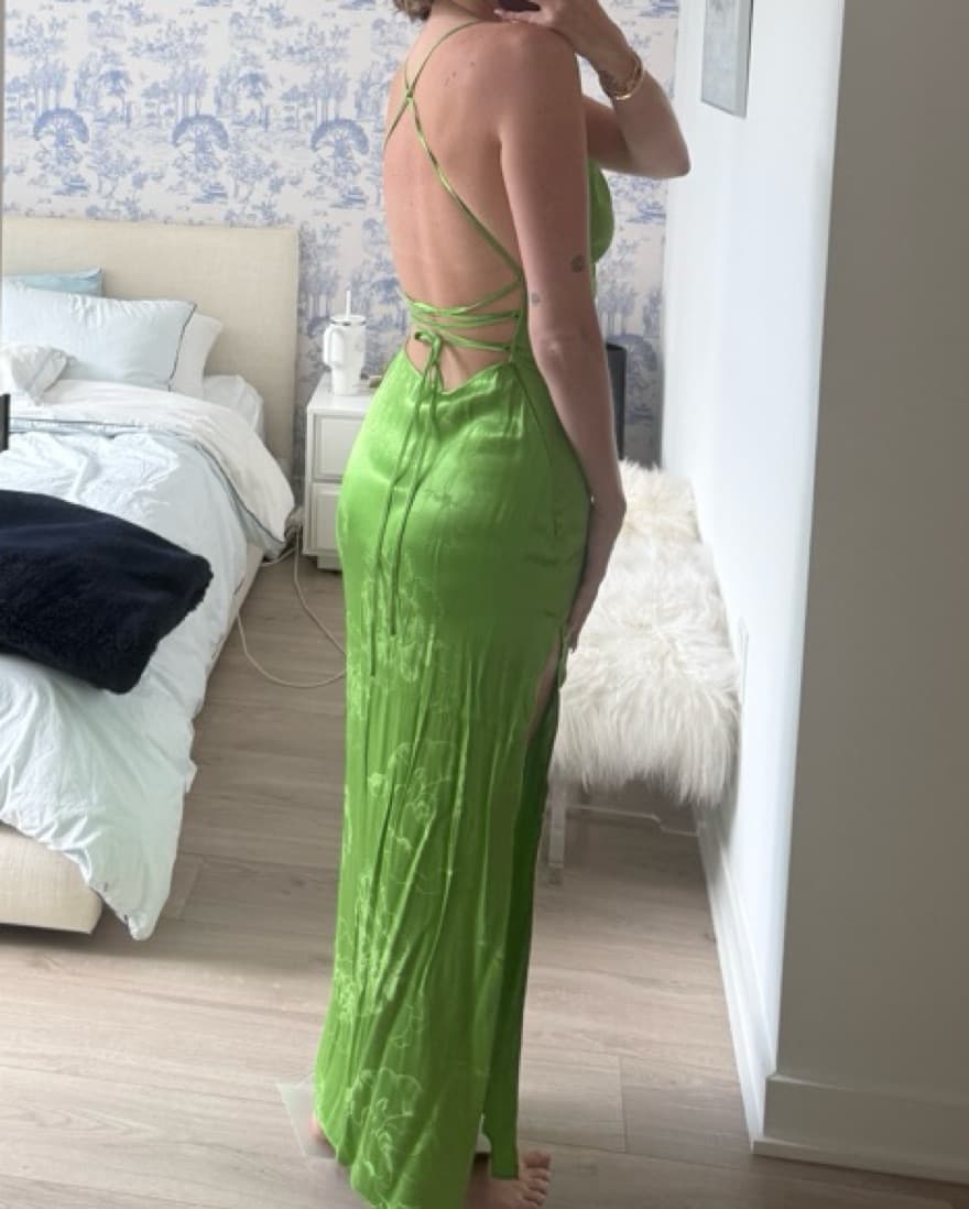 Green Rat & Boa Satin Dress - Image 3
