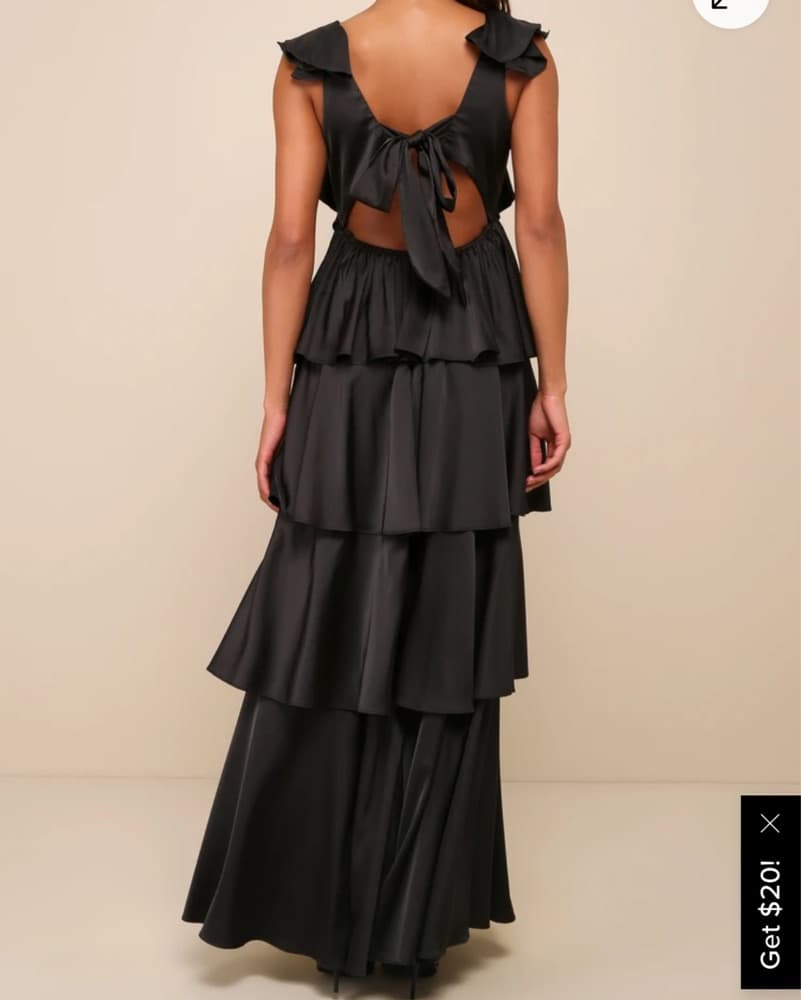 Glorious Essence Black Satin Ruffled Tie - Image 2