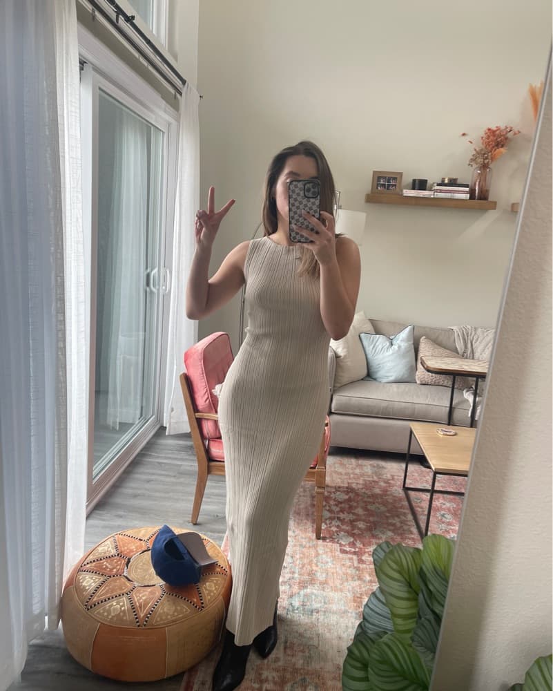 SIENNA STONE KNIT MIDI DRESS - Image 3