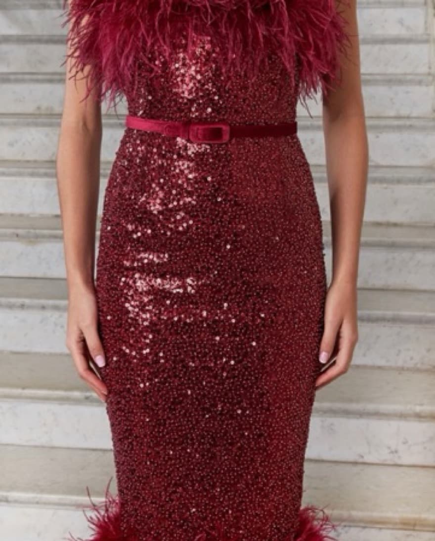 Nadine Merabi Red Feather Dress - Image 2