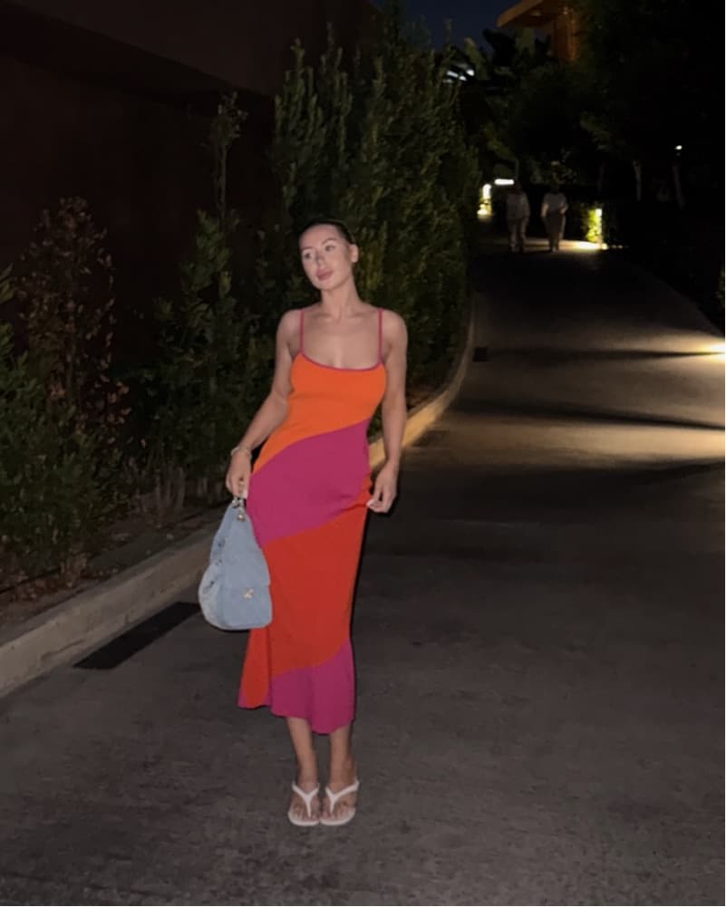 Knitted Summer Orange/Fuchsia Dress  - Image 2
