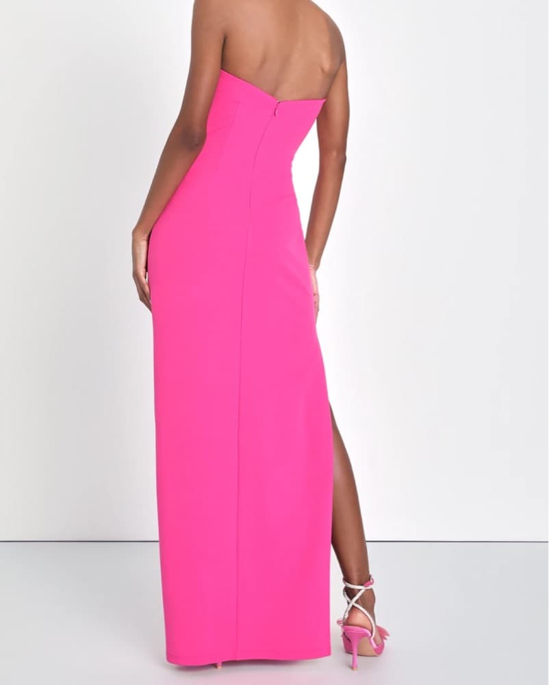 Lulus Hot Pink Bodycon Maxi Gown - Image 2
