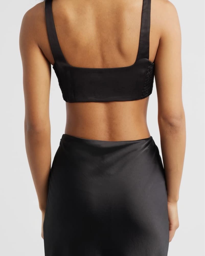 Black Satin Beaded Top & Skirt - Image 2