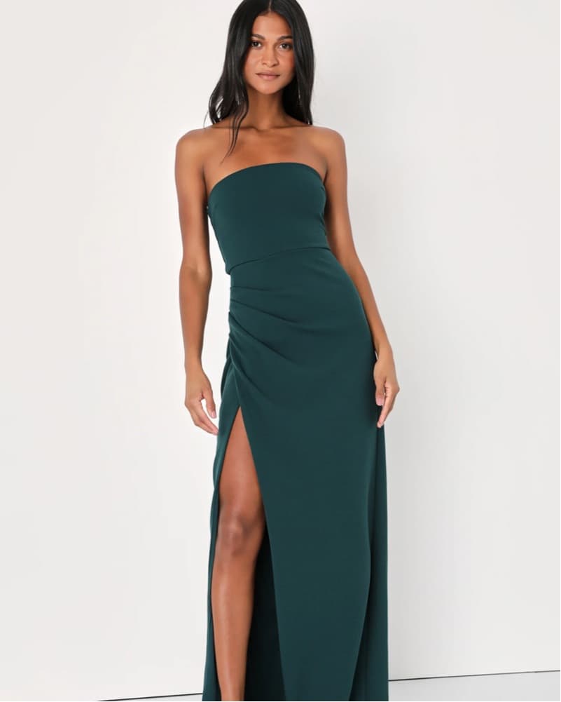 Lulus Foxy Emerald Green Strapless Maxi  - Image 1