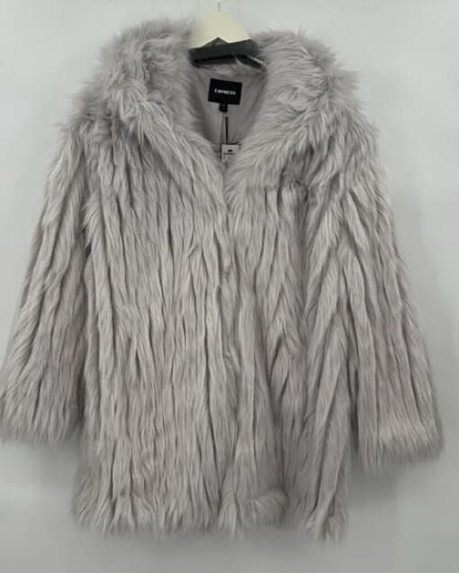 Silver Faux Fur Coat - Image 1
