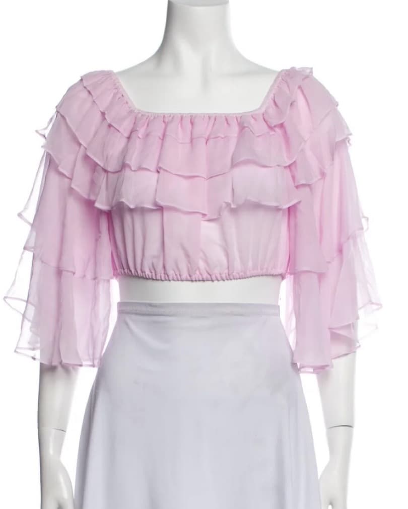 LoveShackFancy Soft Pink Crop Top - Image 1