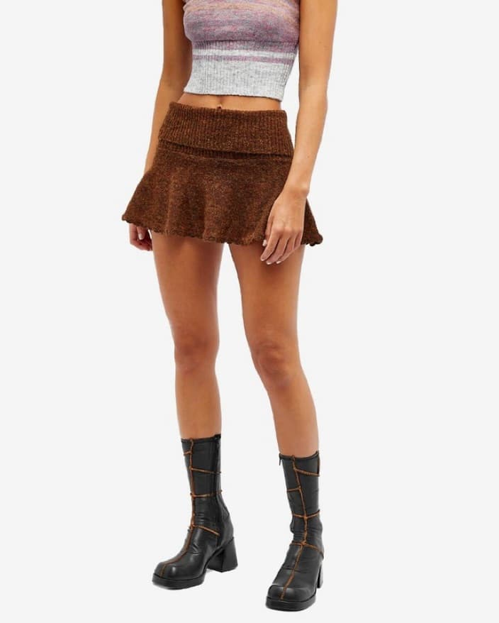 Guizio Knit Mini Skirt In Cocoa - Image 2