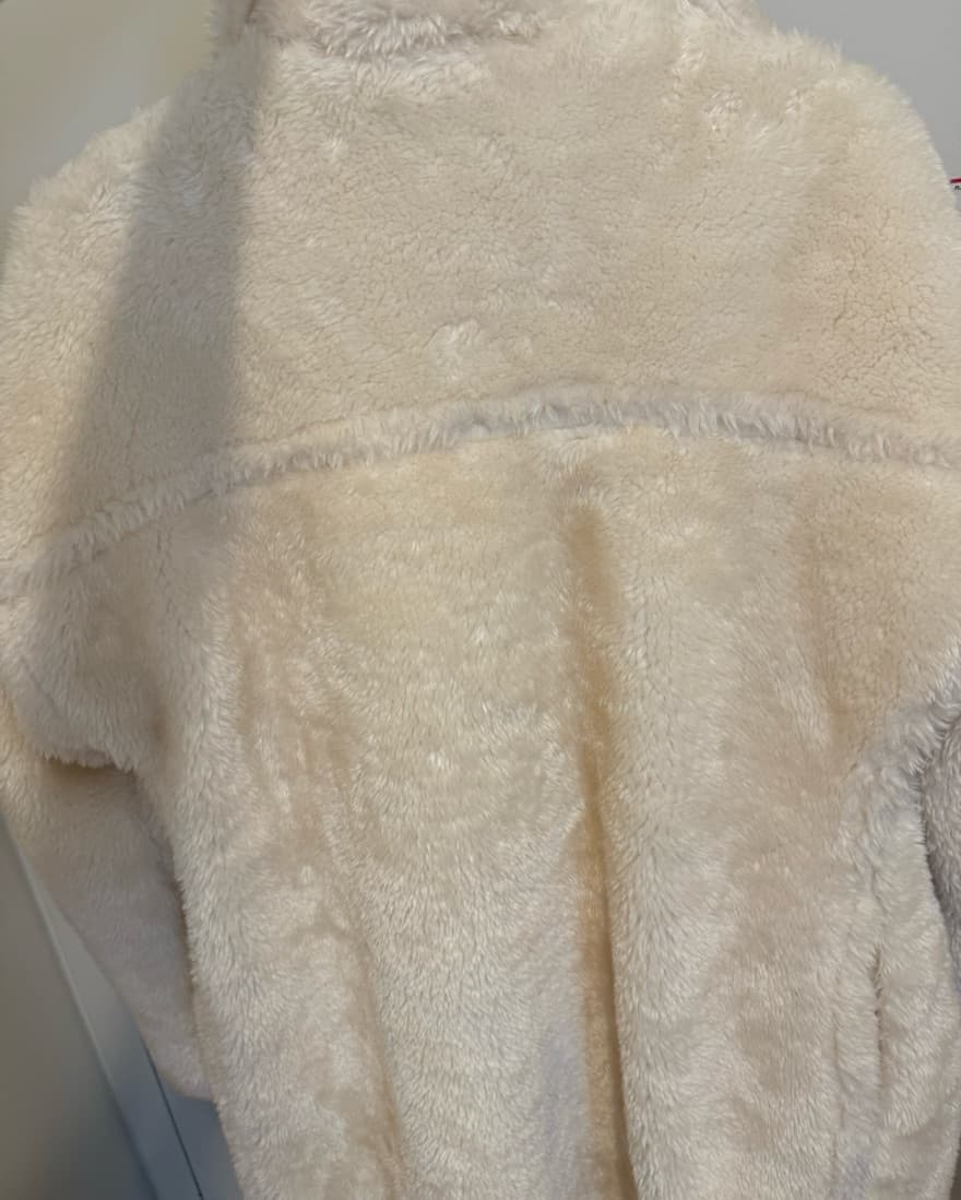 White borg Teddy Seam Longline Coat - Image 3