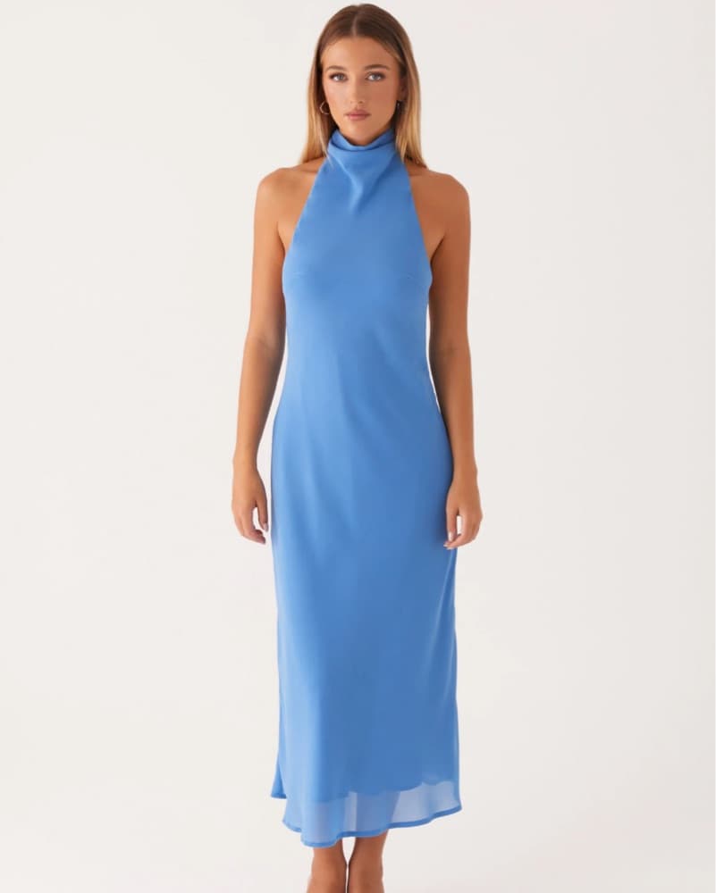 Blue halter neck long dress - Image 2