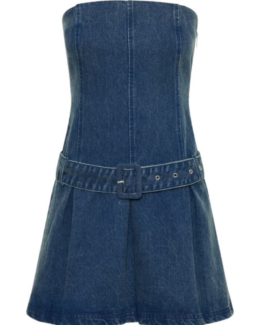 Meshki Denim Pleated Mini Dress - Image 1