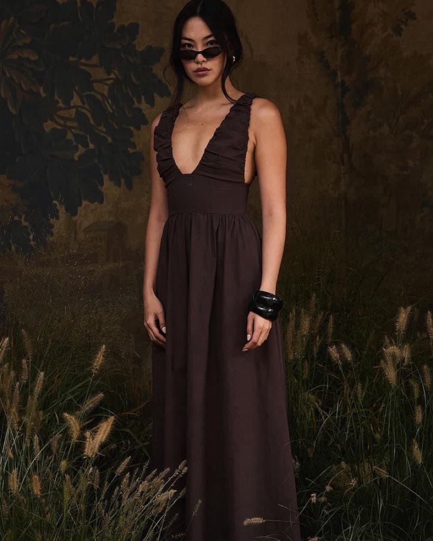 Weworewhat Brown Long Dress - Image 1
