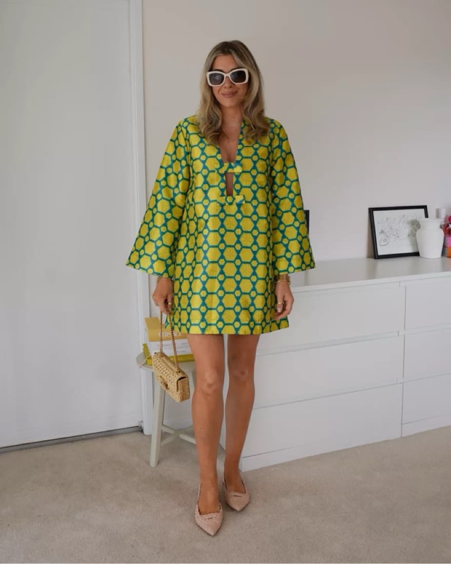 Vibrant Hexagon Print Mini Dress - Image 3