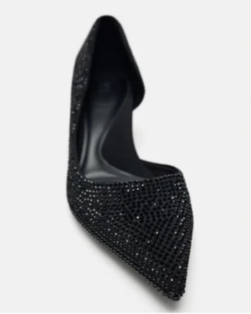 Black Rhinestone Kitten Heels - Image 4
