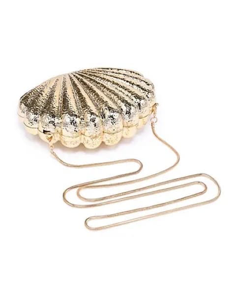 Gold Shell Bag Chain Clutch - Image 2