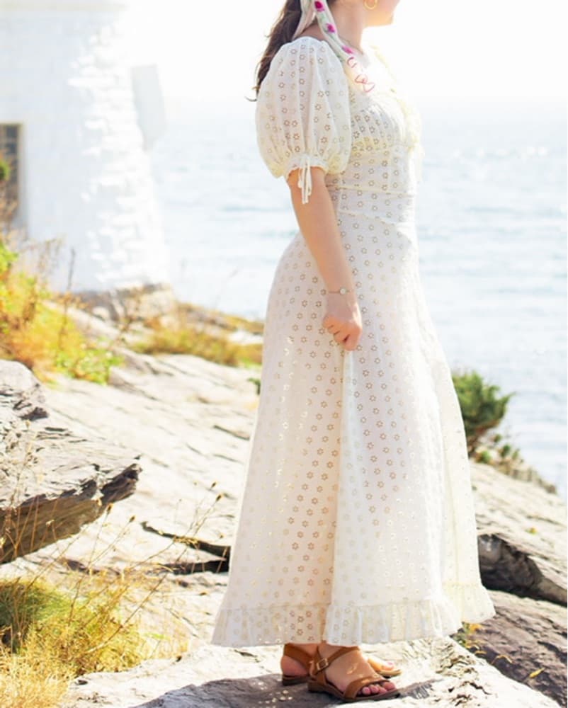 DOEN Eyelet Puff Sleeve Maxi Dress - Image 4