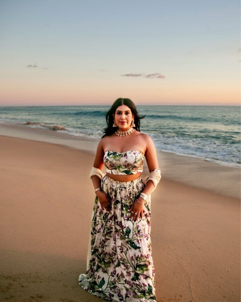Indian Lengha - Green Floral  - Image 4