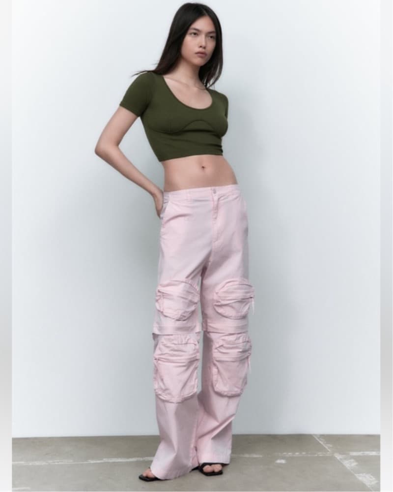 ZARA PINK CONVERTIBLE CARGO PANTS - Image 1
