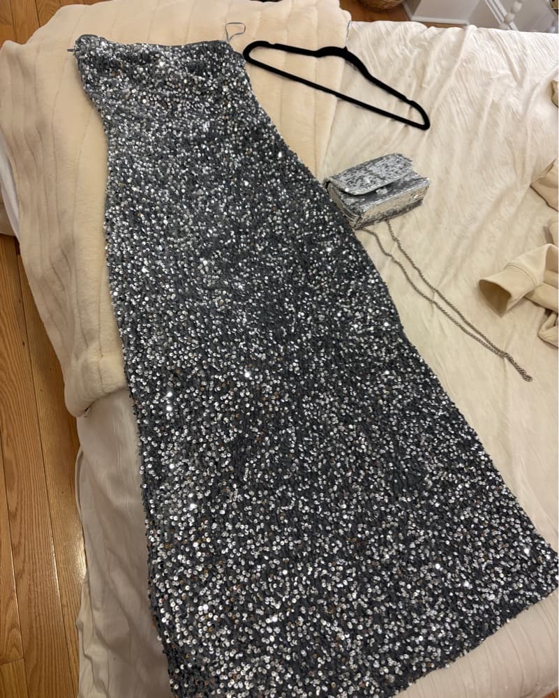 Silver Sequin Maxi Dress - Image 4