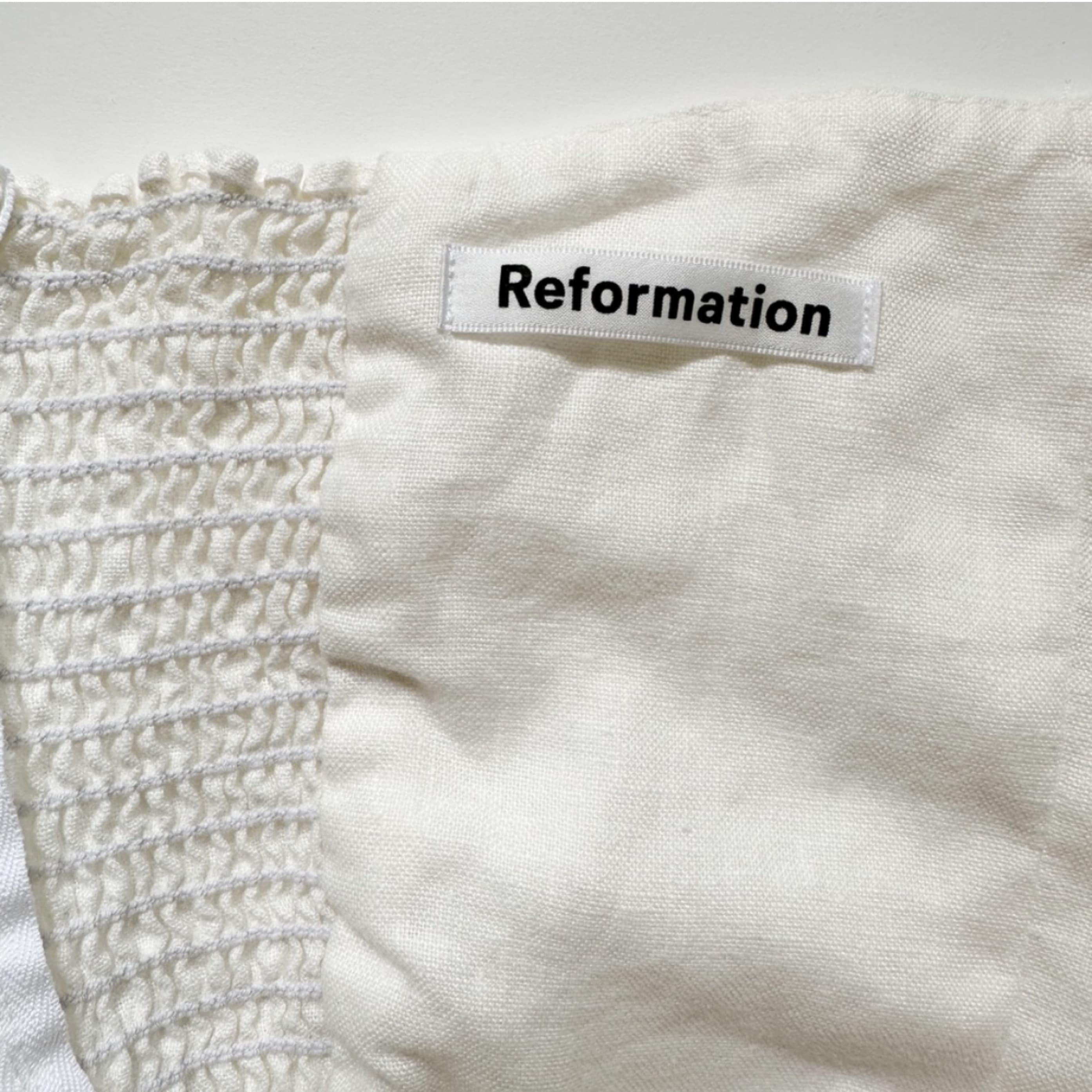 Reformation Strapless Linen Wrap Dress - Image 3