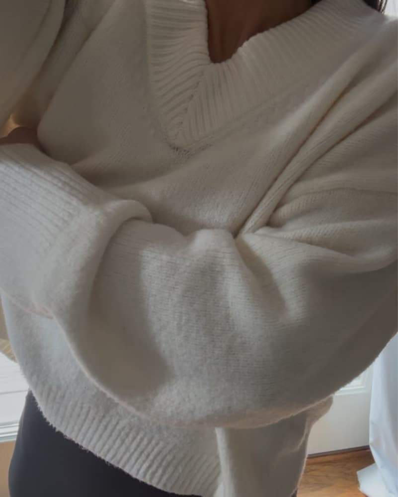 Cozy V Neck Knit Sweater - Image 1
