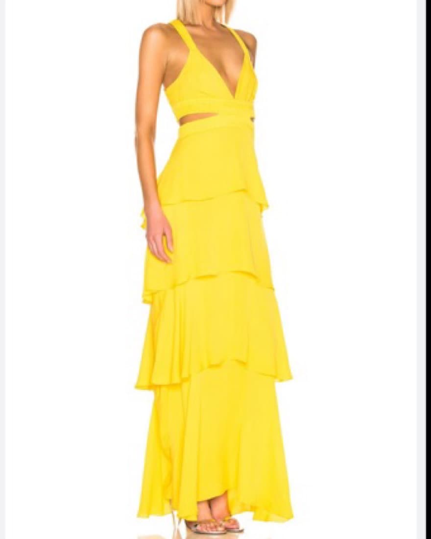 ALC Yellow Ruffled Cutout Maxi Dress - Image 1